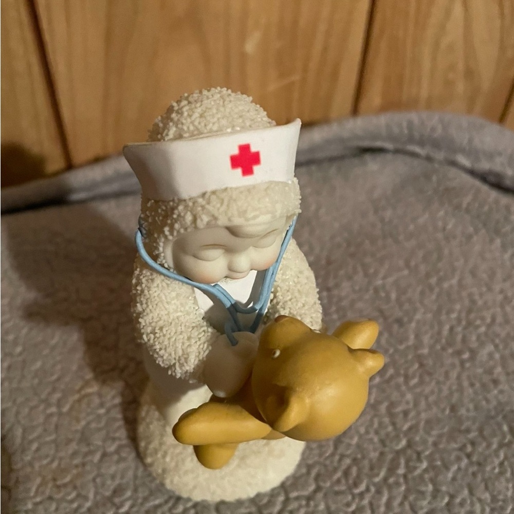 Department 56 Nurse Figurine with Teddy Bear - Cream and Blue - Picture 4 of 6